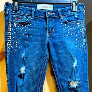 Hollister Women's Blue Embellished Skinny Jeans size 25/31